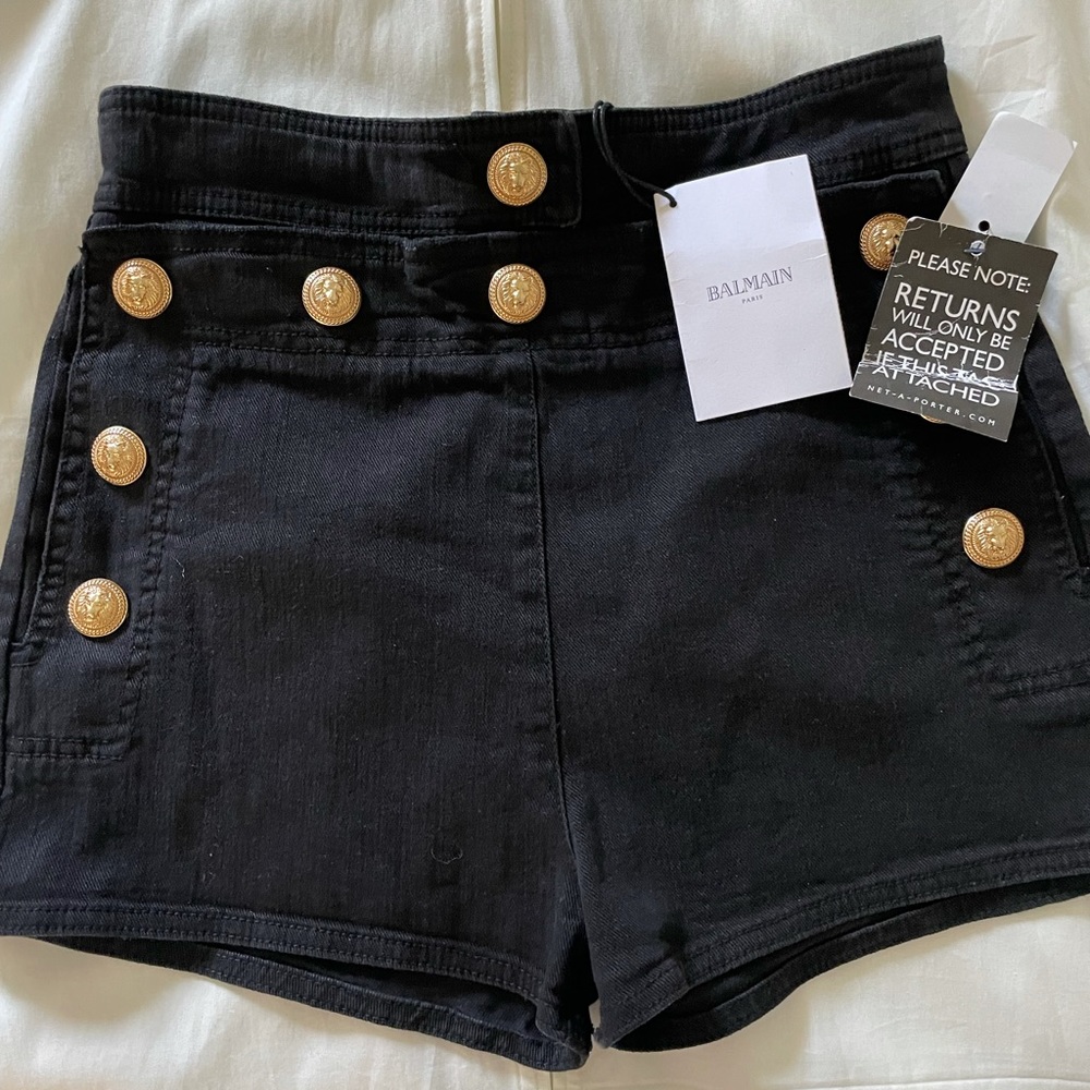 100% auth Balmain denim Shorts Black size 38/us6